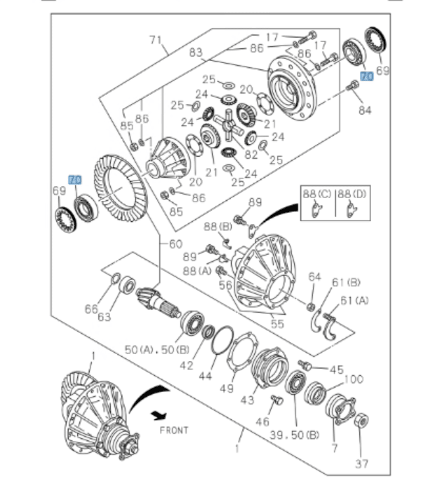 2x Bearing Differential Cage For Isuzu NRR NQR NPR NPR - HD 29590/22 1998 - 2024 gear 292 mm - GoTrucky