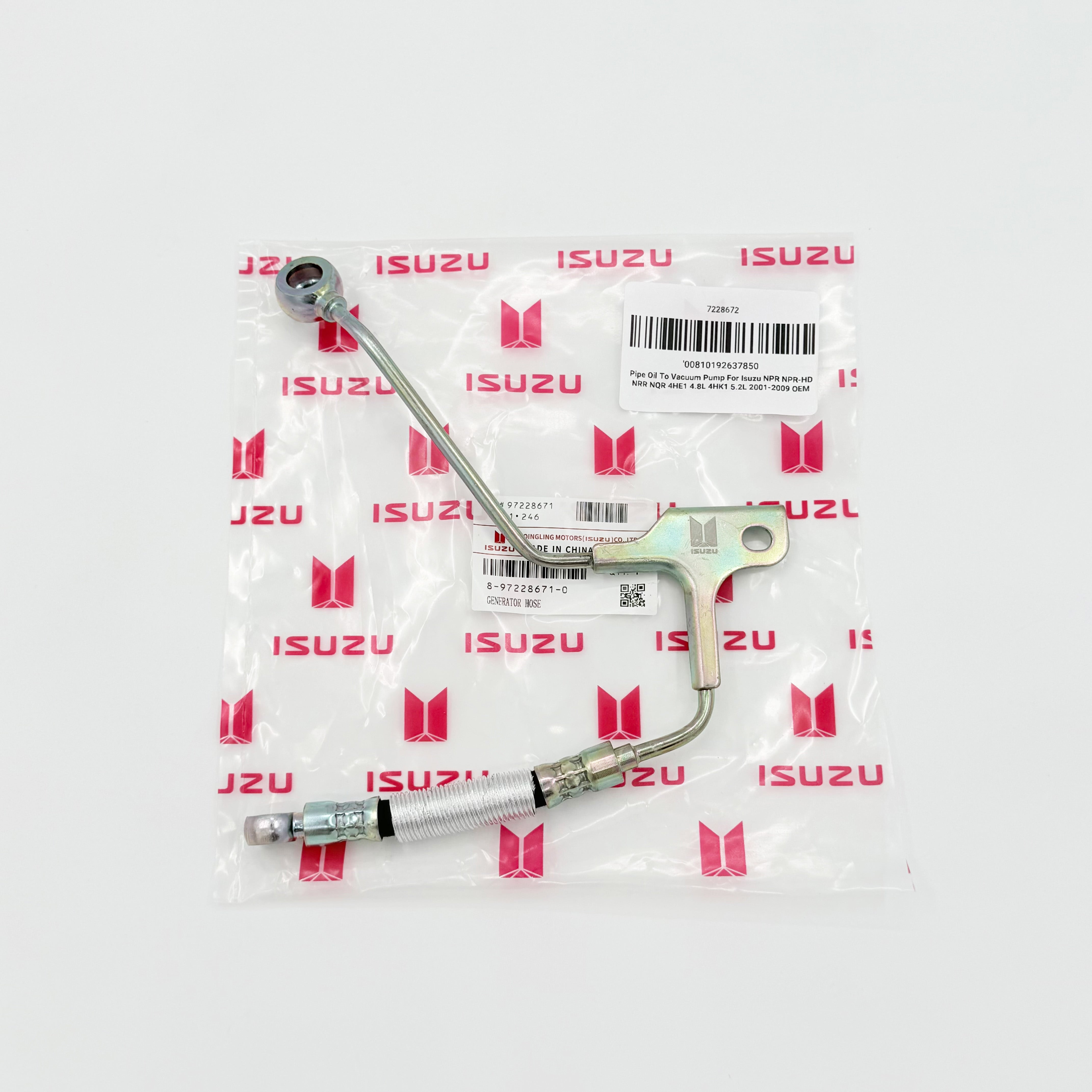 Pipe Oil To Vacuum Pump For Isuzu NPR NPR-HD NRR NQR 4HE1 4.8L 4HK1 5.2L 2001-2009 OEM