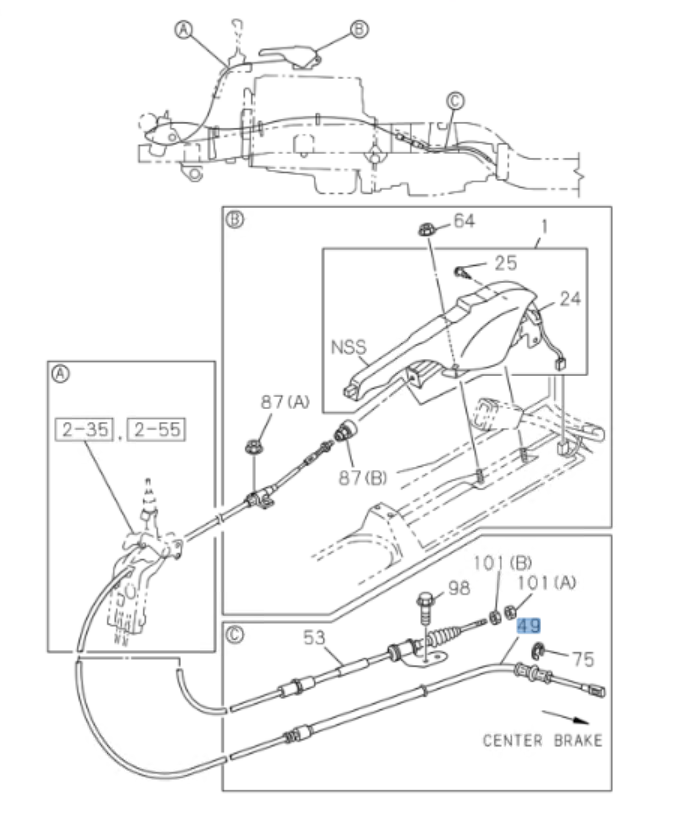 Cable Parking Brake For ISUZU M/T MXA5 NQR NPR NPR - HD 99 - 04 - GoTrucky