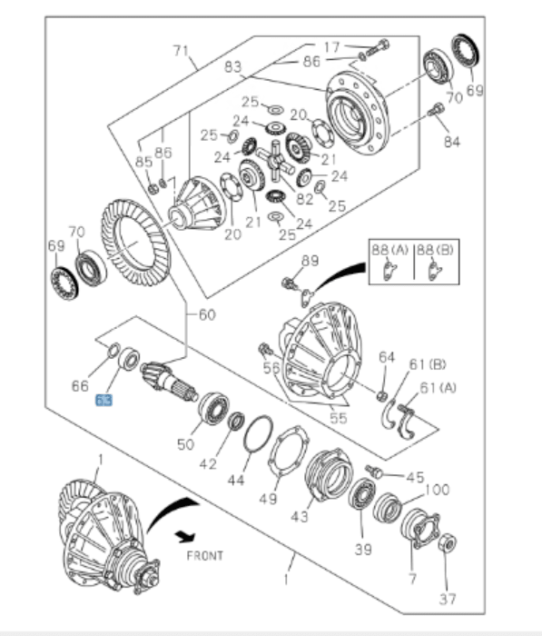 Differential Bearing Full Set for ISUZU NRR NPR NPR - HD NQR 98 - 26 Gear 320mm - GoTrucky