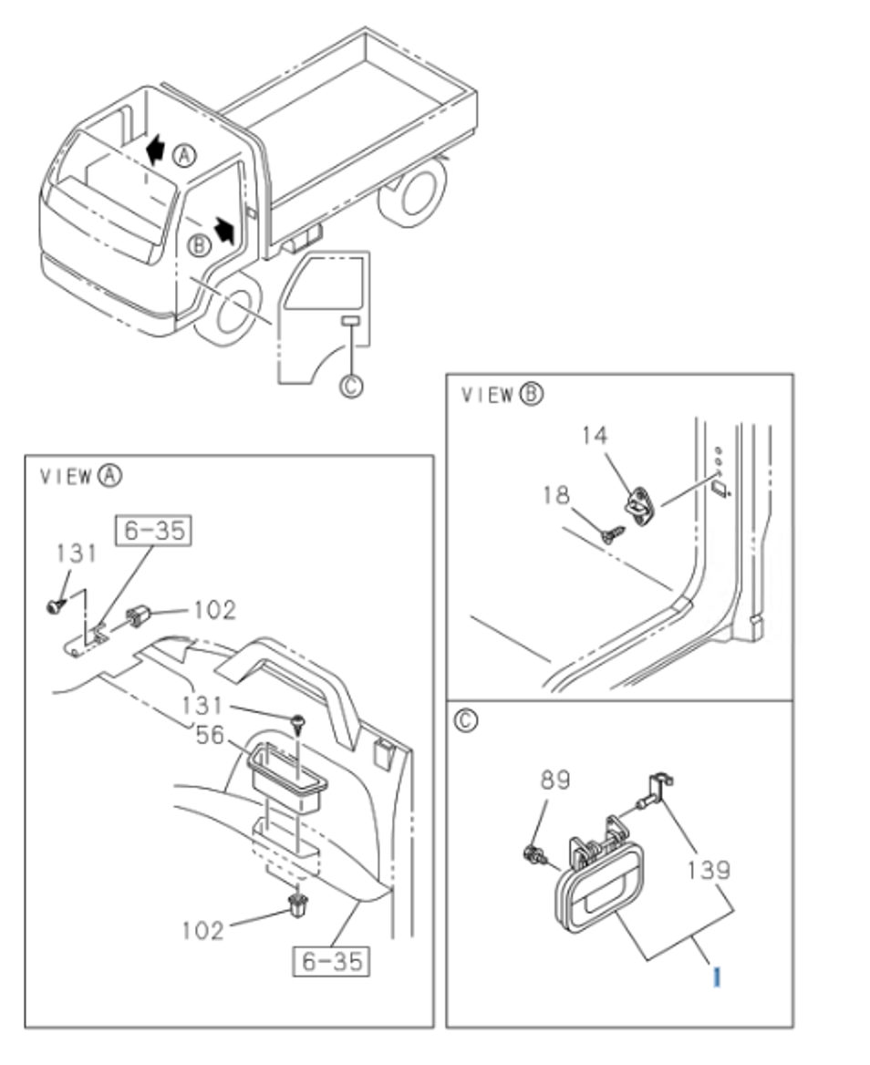 Door Handle Outside Right Passenger Side for ISUZU NPR NPR - HD NQR NRR 94 - 07 - GoTrucky
