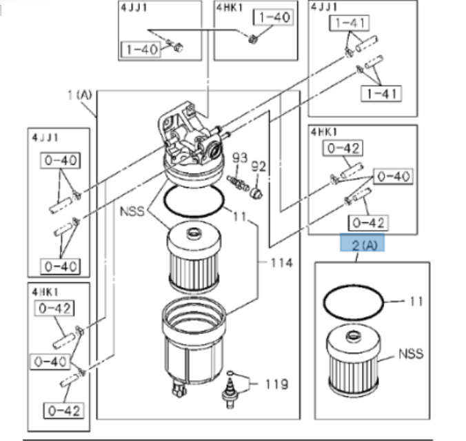 Fuel Filter Element for ISUZU NPR NQR NPR - HD 4JJ1 3,0 4HK1 5,2L 07 - 24 - GoTrucky