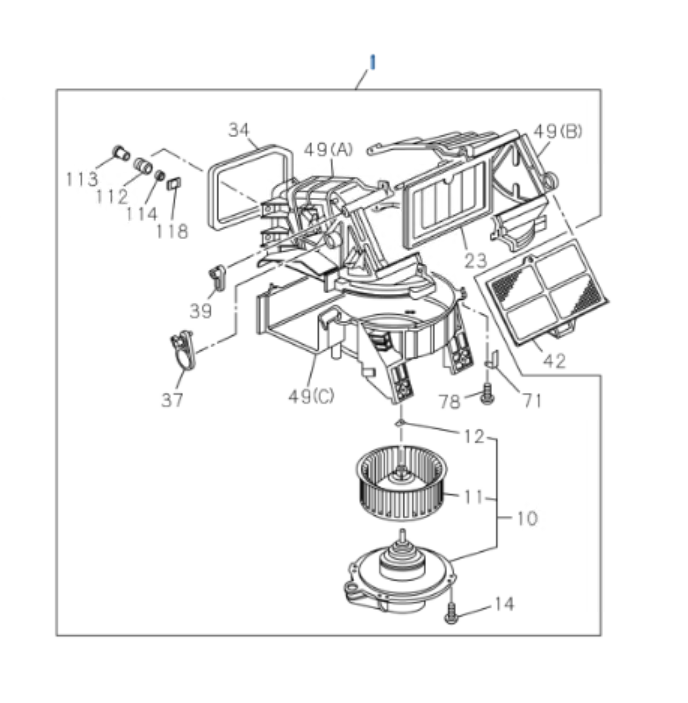 Heater Blower Fan Housing Assembly for ISUZU NRR NPR NPR - HD NQR 1998 - 2007 12V - GoTrucky