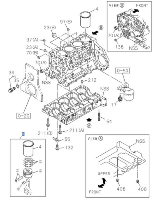 Liner piston Kit (For 4 Cylinders) For Isuzu NPR NPR - HD NQR 4HK1 4.8L 07 - 2010 - GoTrucky