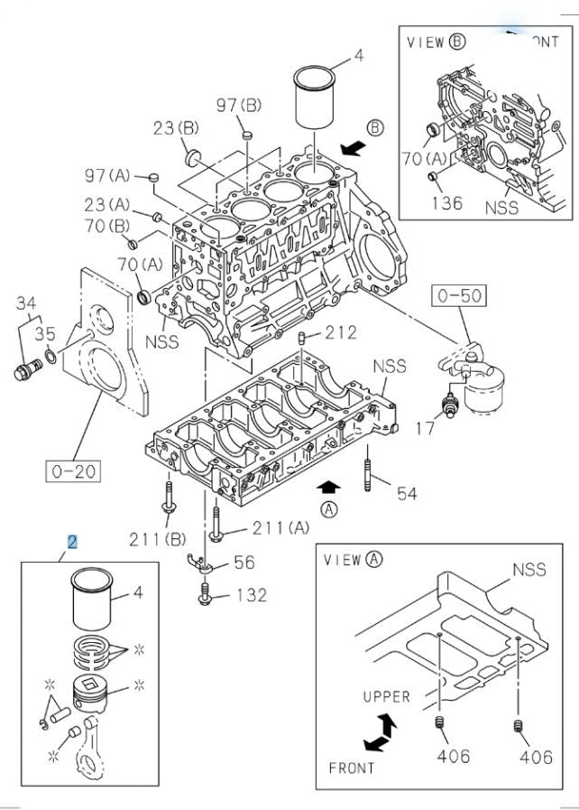 Liner Piston Kit (For 4 Cylinders) For Isuzu NPR NPR-HD NQR 4HK1 5.2L 2004-2009 OEM - GoTrucky