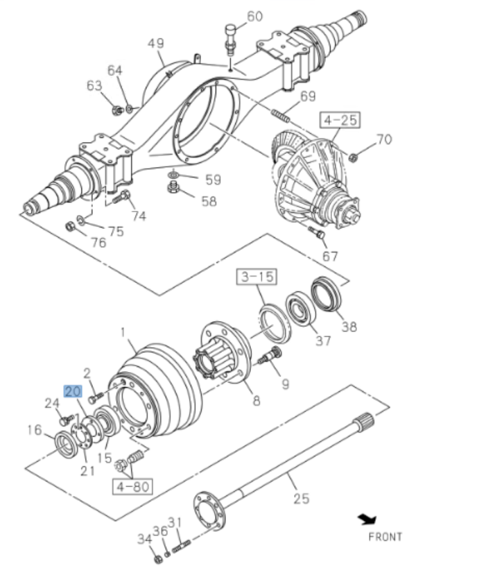 Nut Bearing Rear Hub For ISUZU NPR NPR - HD NQR NRR 4HE1 4.8 4HK1 5.2 98 - 25 - GoTrucky