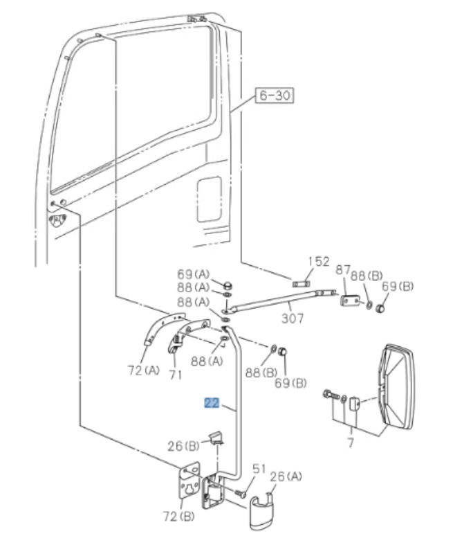 Stay Mirror Left Driver Side for ISUZU NRR NPR NPR - HD NQR 3.0L 5.2L 6.0L 08 - 24 - GoTrucky