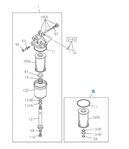 2x Fuel Filter Element Kit For Isuzu NPR NQR NPR - HD 4HK1 5.2L 10 - 25 OEM - GoTrucky