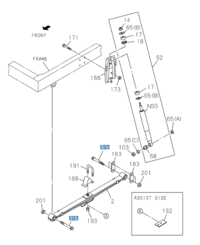 6x Pin Spring Shackle Bolt M16 X 122 For Isuzu NPR NPR - HD NQR 4HE1 4HK1 94 - 24 - GoTrucky