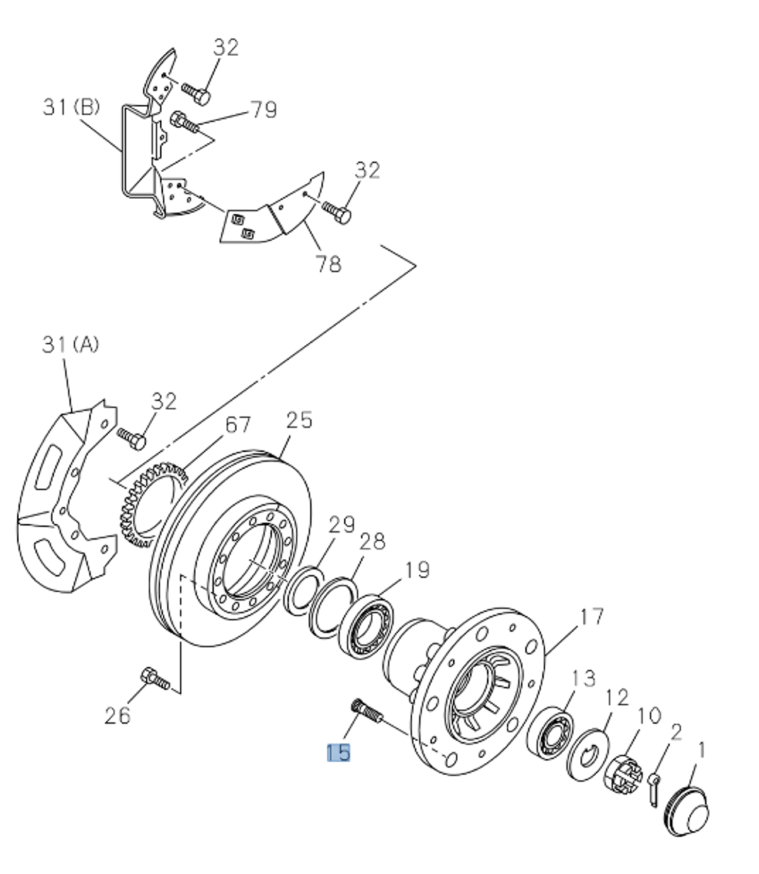 6x Wheel Stud + Nut Front Left Driver Side For ISUZU NPR NQR NPR - HD NRR 98 - 25 - GoTrucky