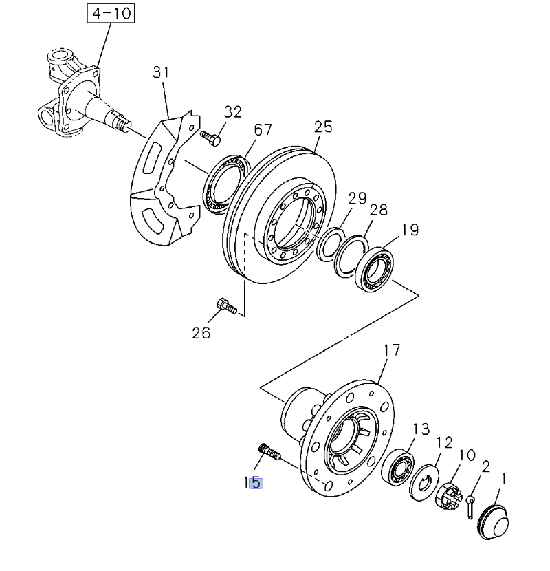 6x Wheel Stud + Nut Front Right Passenger Side for ISUZU NPR NQR NPRHD NRR 98 - 25 - GoTrucky