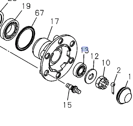 Bearing Hub Front Wheel Axle Outer for ISUZU NPR NQR NPR - HD NRR 94 - 24 LTLT - GoTrucky