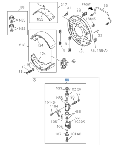 Brake Wheel Cylinder Set of 4 Rear 1 - 5/16" RIGHT + LEFT FOR ISUZU NQR NRR NPR NPR - HD 2003 - 2021 - GoTrucky