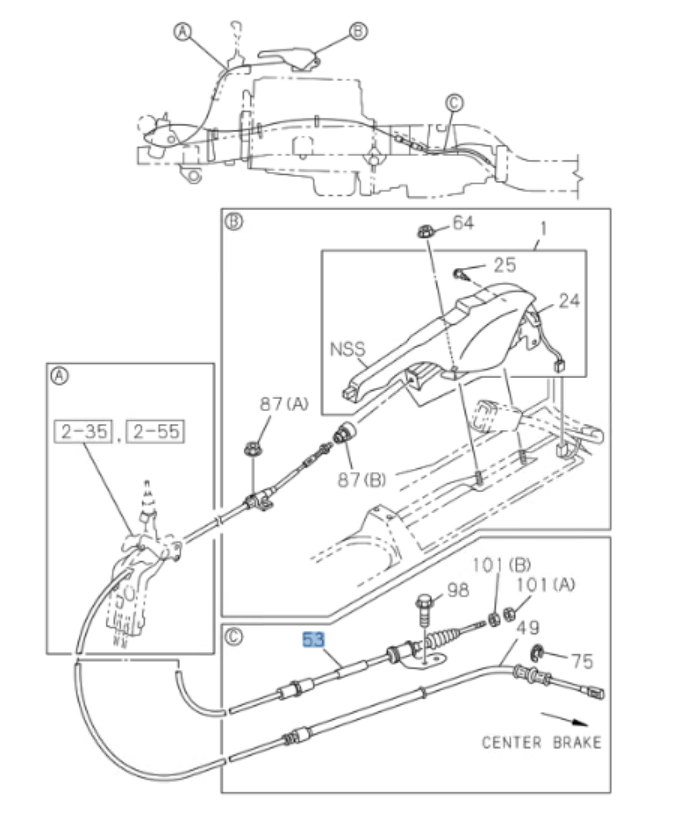 Cable Parking Brake For ISUZU NQR NPR NPR - HD 4HK1 5.2L M/T MZZ6 A/T AISIN 04 - 13 - GoTrucky