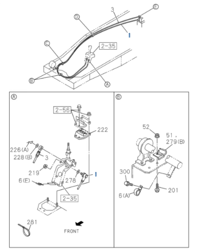 Cable Select Transmission + Clips For Isuzu NPR NQR NPR - HD L=3202 MZZ6 99 - 04 - GoTrucky