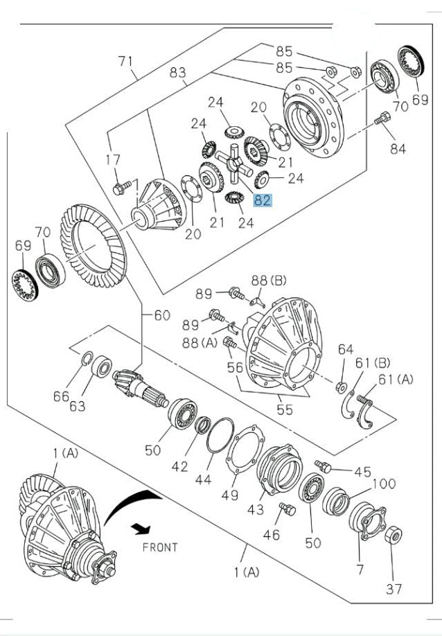 Differential Spider + Gear Kit for ISUZU NRR NPR NPR-HD NQR 4HE1 4HK1 320 mm 1998-2024 - GoTrucky