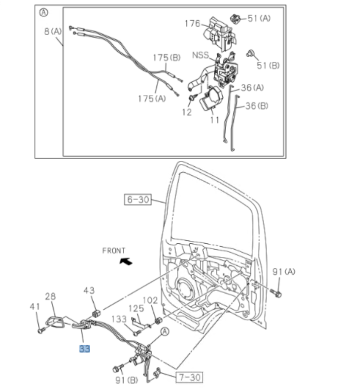 Door Handle Left Driver Side Inner For ISUZU NRR NPR NPR - HD NQR 08 - 24 - GoTrucky