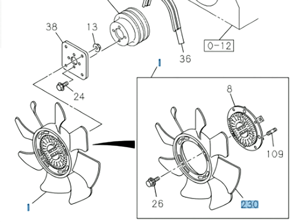 Fan Clutch + Fan Blade for ISUZU NRR NPR NPR-HD NQR 4HK1 5.2L 04-07 - GoTrucky
