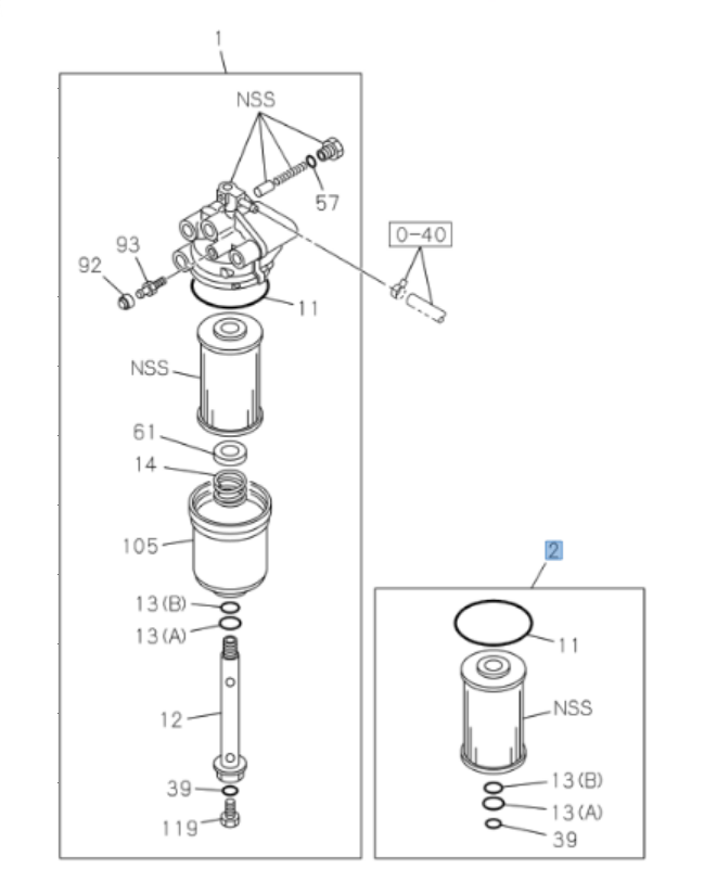 Fuel Filter Element Kit For Isuzu NPR NQR NPR - HD 4HK1 5.2L 10 - 25 - GoTrucky