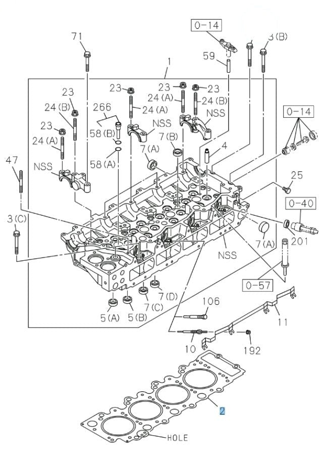Gasket Cylinder Head For Isuzu NRR NQR NPR NPR-HD 4HK1 5.2L T=1.525 1-Notch 2007-2010 - GoTrucky