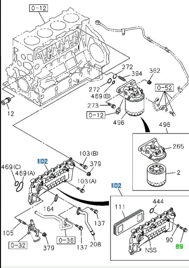 Oil Cooler Core + Cover + Gasket Set for ISUZU NPR NQR NPR-HD 4HE1 4.8L 1998-2004 - GoTrucky