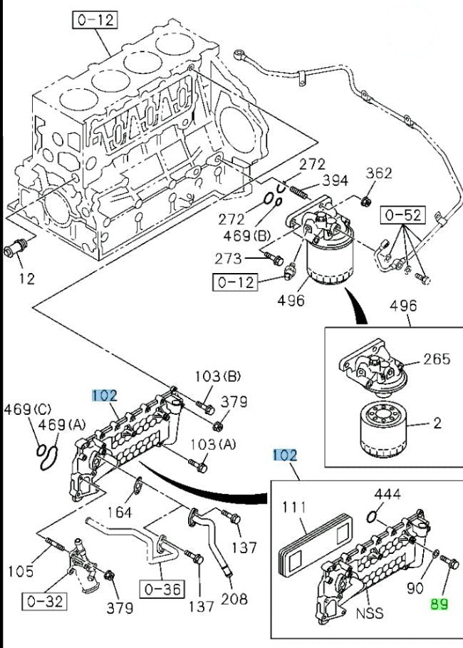 Oil Cooler Cover + Gaskets For Isuzu NRR NQR NPR-HD NPR 4HE1 4.8L 1998-2004 - GoTrucky