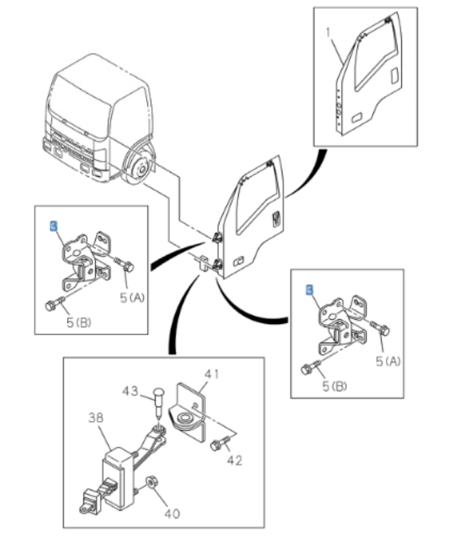 Pair of Front Door Hinge for ISUZU NRR NPR NQR NPR - HD 2008 - 2025 OEM - GoTrucky