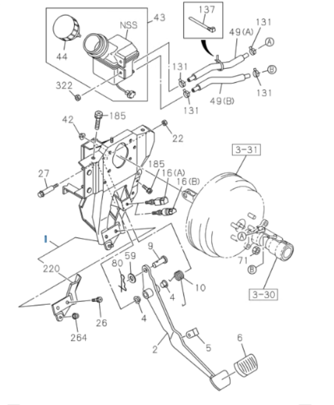 Pedal Brake Assembly for ISUZU NRR NPR NPR - HD NQR 4HE1 4.8L 95 - 04 - GoTrucky