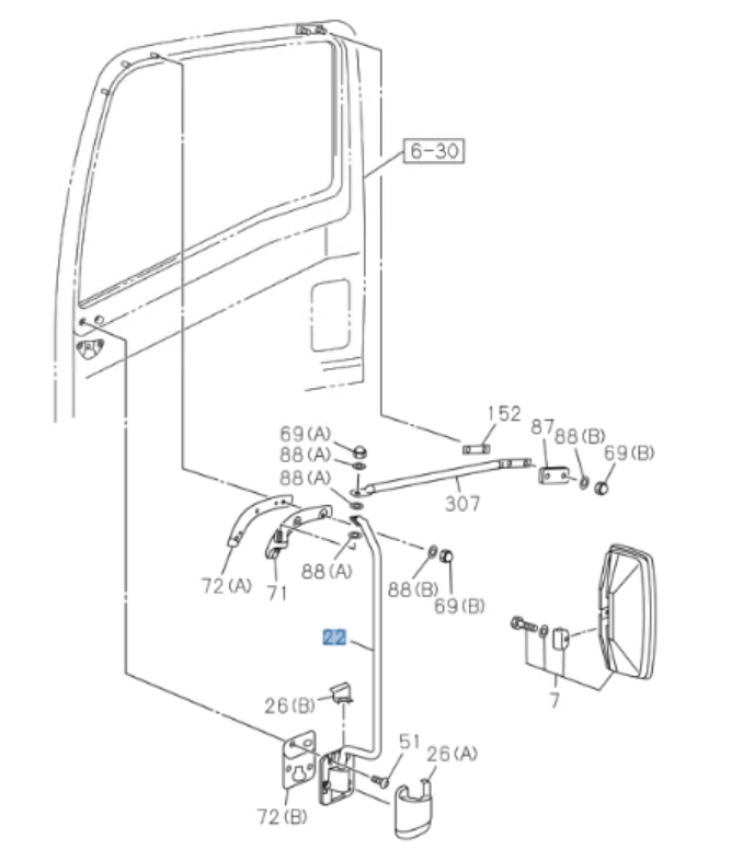 Stay Mirror Right Passenger Side for ISUZU NRR NPR NPR - HD NQR 3.0L 5.L 6.0L 08 - 24 - GoTrucky