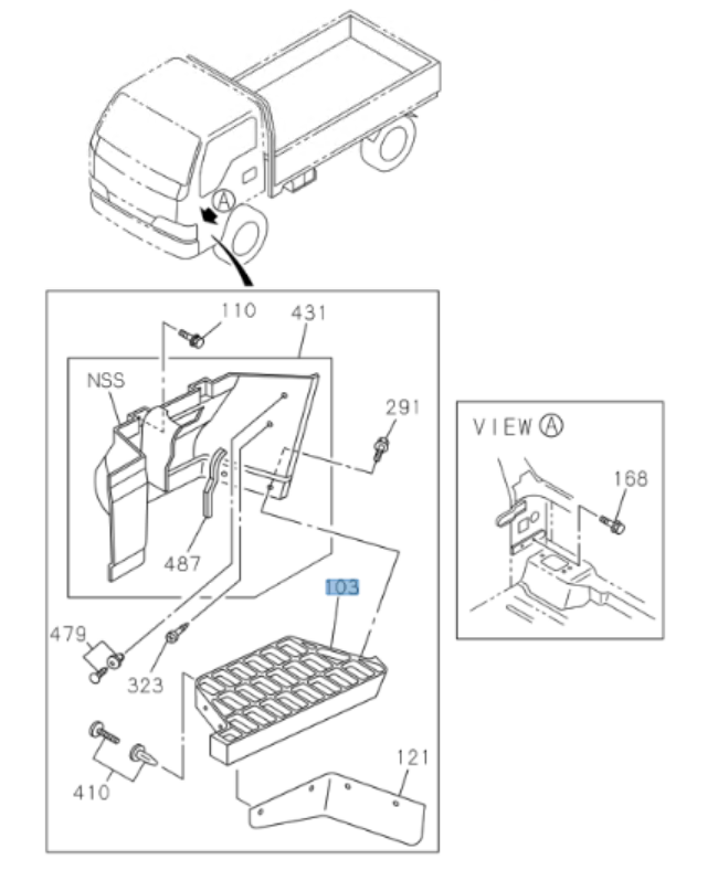 Step Plate + Support Set Right Passenger Side For ISUZU NRR NPR NQR NPR - HD 96 - 04 - GoTrucky