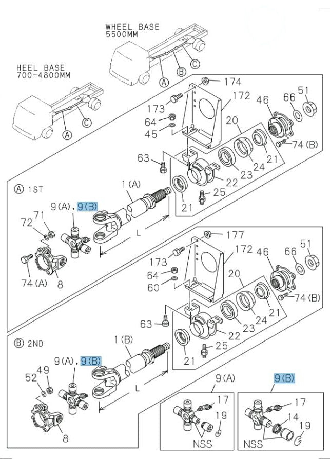Universal Joint For Isuzu NQR NPR NPR-HD W3500 4HE1 4.8L 35*104 mm 1998-2007 - GoTrucky