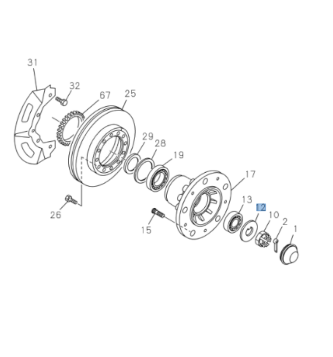 Wheel Hub Front 2x Bearing + Seal + Cap + Nut + Washer for ISUZU NPR NQR 95 - 24 - GoTrucky